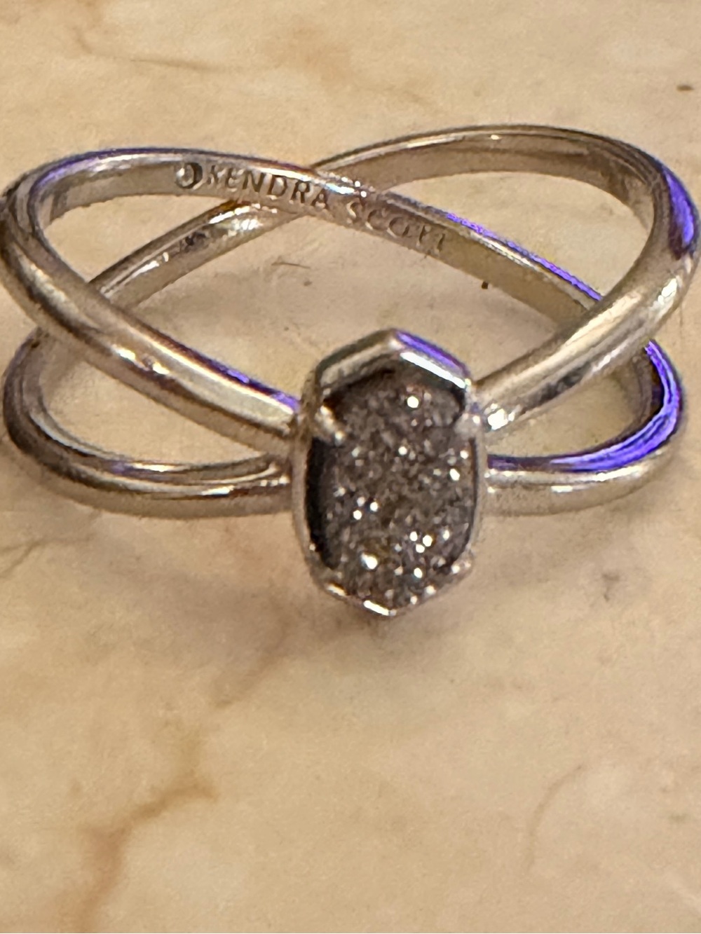 Kendra Scott Silver Druzy Crossover Ring